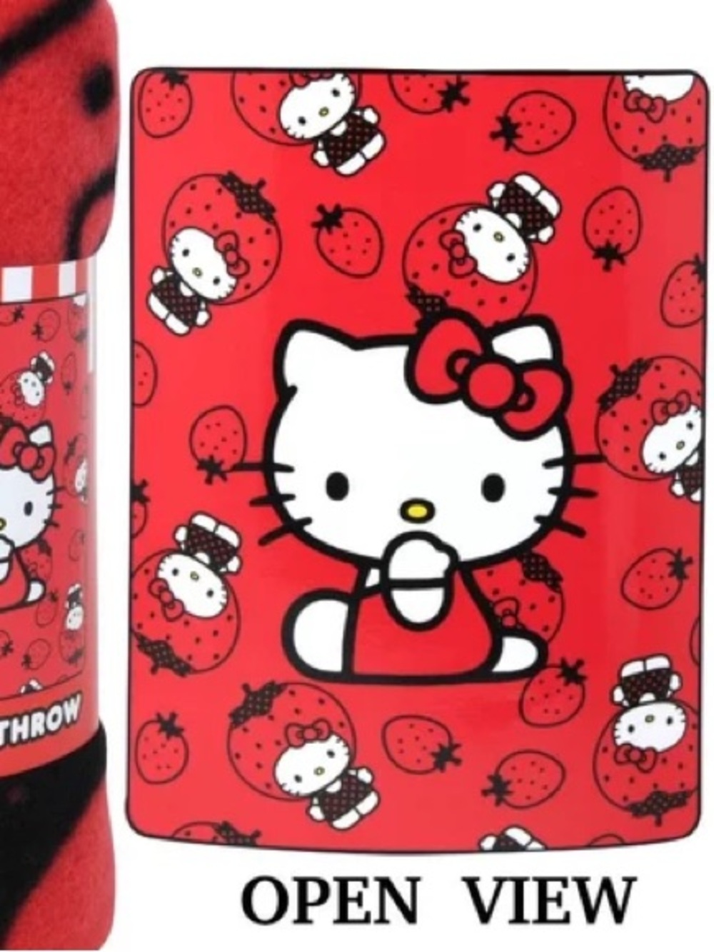 Hello Kitty Strawberry Kitty Fleece Throw Blanket 45x60 Red Sanrio Northwest NWT